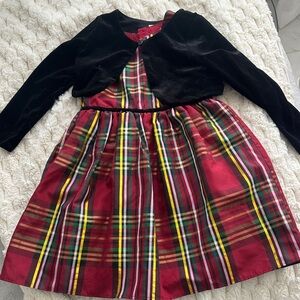 Pippa & Julie Festive Plaid Dress with Velvet Bodice